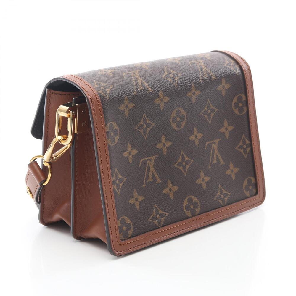 Louis Vuitton Dauphine Shoulder Bag Canvas Leather Monogram Reverse Brown Beige